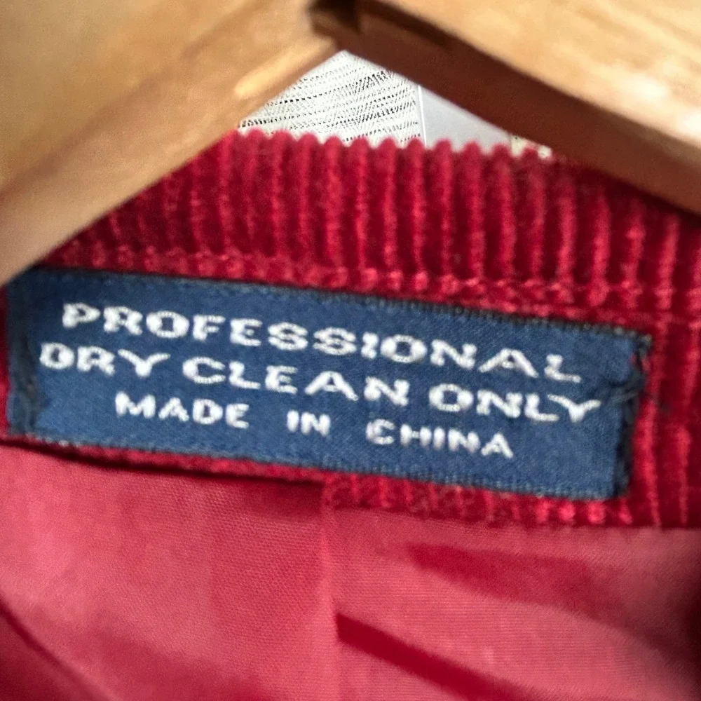 John Blair Blazer Red Mens 44 Bergundy Corduroy Sport Coat Cotton EUC